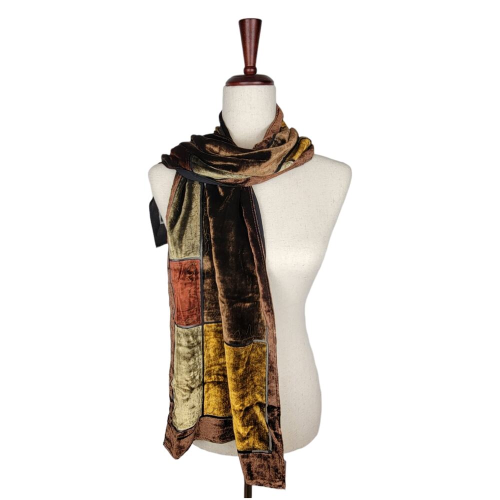 J&X NY Viscose and Silk Velvet Scarf Wrap - Picture 2 of 6